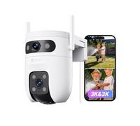 EZVIZ 5MP+5MP Caméra Surveillance WiFi Extérieure à Double Objectif, 360° PTZ Camera, Suivi Auto, Détection de Forme Humaine/Véhicule,Défense Active,Vision Nocturne Couleur 40M, C9c 3K Dual