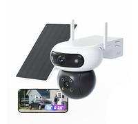 EZVIZ 8MP(4MP+4MP) Camera Surveillance WiFi Exterieure sans Fil à Double Objectif Motorisé, Camera Exterieur Solaire, Mode Always-on, Détection de Personne/Véhicule, CB90 Dual+8W Panneau Solaire