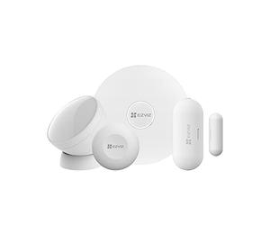 EZVIZ B1 Kit Système de Sécurité Domestique Wi-fi avec Détecteur PIR T1C, Détecteur d’Ouverture/Fermeture T2C, Bouton Intelligent T3C et A3 Passerelle Domestique