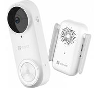 EZVIZ Caméra sans fil Kit de sonnette de porte Batterie 5200mAh, 2K vidéo sonnette de porte WiFi, AI détection de personnes, audio bidirectionnel, vision nocturne, facile à installer, IP65, H.265, DB2
