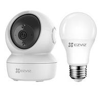 Ezviz C6N + LB1 Blanc - Kit caméra motorisée 360° et ampoule intelligente Wi-Fi