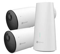 EZVIZ Kit 2 caméras IP Wi-FI extérieure avec Batterie et Station de Base - HB3 2K