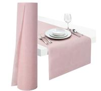 Ezvsevuo Chemin de Table en Non-tissé, 30 cm x 25 m Rouleau de Chemin de Table, Décoration de Table, Table Runner pour Mariage, Anniversaire, Fête, Baptême - Rose Clair