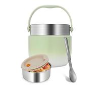 Ezvsevuo Thermos avec Alimentaire Chaud 1200ml, Boite Alimentaire Isotherme en Acier Inoxydable, Gamelle Isotherme avec Cuillère Pliante, Termosse Repas Chaud pour École, Bureau, Extérieur (Vert)