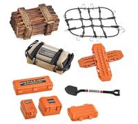 Ezweiji RC Crawler Car Décoration de toit 10 en 1 - Boîte de rangement de réservoir, filet à bagages, pelle pour Traxxas Desert Racer Slash1/18 TRX4M 1/24 SCX24 RC Crawler Car Truck Barres de toit