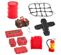 Ezweiji RC Crawler Car Décoration de toit 12 en 1 - Boîte de rangement de réservoir, filet à bagages, pelle pour Traxxas Desert Racer Slash Axial 1/18 TRX4M 1/24 SCX24 RC Crawler Car Truck Barres de