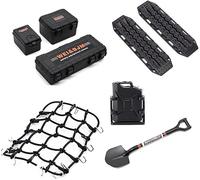 Ezweiji RC Crawler Décoration De Toit De Voiture 8 en 1 Boîte De Rangement De Réservoir,Filet à Bagages,Pelle,pour Traxxas Desert Racer Slash Axial SCX10 90046 D90 TRX4 1/10 Crawler Car (Ferreux)