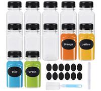 Ezydka 12 Pièces Bouteille Plastique Réutilisable 150 ml - Vide à Remplir pour Jus - Avec Brosse de Nettoyage - Noir