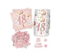 Ezydka Kit de décoration de table 18e anniversaire pour fille avec serviettes, photophore et confettis pour décoration de fête, décoration d'anniversaire, or rose