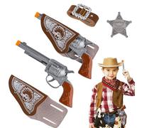 Ezydka Pistolet Cowboy Enfant 6 Pièces Pistolet Jouet Cowboy, Jouet Pistolet Cowboy Deguisement avec Etui et Ceinture pour Enfants, pour Le Cosplay de Fête à Thème Carnaval Halloween