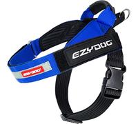 EZYDOG Express Harnais pour Chien | Harnais pour Chiens de Petite, Moyenne et Grande Taille, Design Ergonomique incliné, poignée moulée à poignée, Boucle latérale à dégagement Facile (Taille L, Bleu)