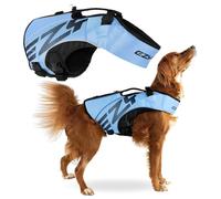 EzyDog Gilet de Sauvetage pour Chien - DFD X2 Boost - Gilet de Flottaison Sécuritaire Premium Tailles XS à XL pour Piscine, Plage et Bateau (L, Bleu)