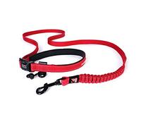 EzyDog Laisse Main Libre - Laisse Jogging pour Chien - Ceinture élastique - Road Runner Laisse pour Courir avec Son Chien - Anti Traction, Nylon, réfléchissante, réglable (25mm, Rouge)