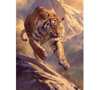 EZYHO 5D Diamond Art Painting Kits Mountain Tiger DIY Diamond Pictures Rhinestone Crystal Embroidery Cross Stitch Painting Painting by Numbers for Adults Children Home Wall Round Drill 50x50cm nVc168