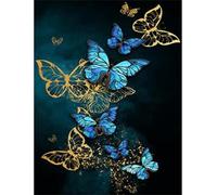 EZYHO Diamond Painting Blue Butterflies 5D Diamond Art Kits,DIY Crystal Creations for Kids,Rhinestone Cross Stitch Painting by Numbers for Adults Home Wall Decoration Diamond,50x50cm nVc113