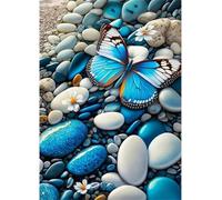 EZYHO Diamond Painting Blue Stones 5D Diamond Art Kits,DIY Crystal Creations for Kids,Rhinestone Cross Stitch Painting by Numbers for Adults Home Wall Decoration Diamond,40x40cm nVc105
