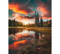 EZYHO Diamond Painting Burning Cloud 5D Diamond Art Kits,DIY Crystal Creations for Kids,Rhinestone Cross Stitch Painting by Numbers for Adults Home Wall Decoration Round Diamond,30x40cm nVc123