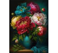 EZYHO Diamond Painting Colored Peonies 5D Diamond Art Kits,DIY Crystal Creations for Kids,Rhinestone Cross Stitch Painting by Numbers for Adults Home Wall Decoration Diamond,30x40cm nVc119