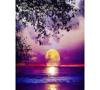 EZYHO Diamond Painting Purple Sunset 5D Diamond Art Kits,DIY Crystal Creations for Kids,Rhinestone Cross Stitch Painting by Numbers for Adults Home Wall Decoration Diamond,50x50cm nVc120