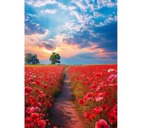 EZYHO Diamond Painting Sea of Flowers 5D Diamond Art Kits,DIY Crystal Creations for Kids,Rhinestone Cross Stitch Painting by Numbers for Adults Home Wall Decoration Diamond,30x40cm nVc128