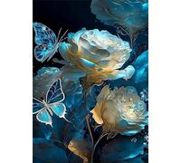 EZYHO Diamond Painting White Flowers 5D Diamond Art Kits,DIY Crystal Creations for Kids,Rhinestone Cross Stitch Painting by Numbers for Adults Home Wall Decoration Round Diamond,40x40cm nVc114