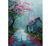 EZYHO DIY 5D Diamond Art Kits Flower Tree and Hut Diamond Painting Fantasy Landscape 5D Diamond Painting Kits Colourful Rhinestone Arts Kits for Beginners，Home Decor Gifts 30x40cm nVc139