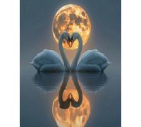 EZYHO Kit de peinture diamant 5D pour adultes - Cygne et pleine lune - Loisirs créatifs avancés - Décoration intérieure - 40 x 40 cm