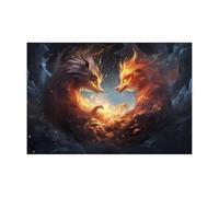 EZYHO Kit de peinture diamant, Renard Flamme Rouge et Gris, Adulte, Débutant, Diamants Ronds 5D, Décoration Intérieure, 50 x 50 cm