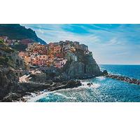 EZYHO Paysage architectural italien des Cinque Terre, kit de peinture diamant 5D à faire soi-même, par numéros, décoration murale unique, strass en cristal, 50 x 60 cm