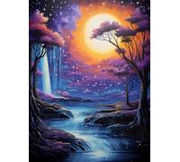 EZYHO Peinture diamant à faire soi-même, paysage de pleine lune et rivières, loisirs créatifs, art des diamants, tableau en pierres précieuses pour la décoration intérieure, 40 x 50 cm