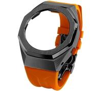EZZON Kit de remplacement de boîtier de montre en métal avec bracelet en caoutchouc pour homme GA2100 Mod Kit boîtier en acier inoxydable Fluororubber Bracelet compatible avec les accessoires de