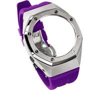 EZZON Kit de remplacement pour boîtier de montre en acier inoxydable de qualité supérieure, pour GA2100/2110, boîtier en métal pour homme, bracelet en caoutchouc fluoré, taille unique, Agate