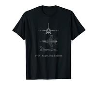 F-16 Fighting Falcon Fighter Jet Esquisse mécanique T-Shirt