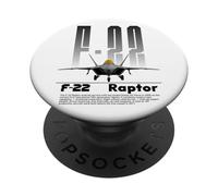 F-22 Raptor Stealth Fighter Jet USAF Aviation Aviation PopSockets PopGrip Adhésif