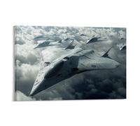 F-47 Sixième génération Fighter Jet Cruising à haute altitude, design futuriste, conduit à une formation de drone autonome art mural décoration moderne affiche d'art suspendue 20 x 30 cm (08 x 12 cm