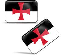 F 75 2 X Flexible 3d Stickers Knights Templar Cross Flag Temple Order Crusades Flag Adhesive Decoration Car Window Door Auto Motorcycle Tuning