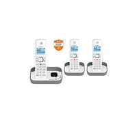 Alcatel Téléphone sans fil F860 Voice Trio – Répondeur et ID, Conf. 3, +2 combinés – Blanc/Gris