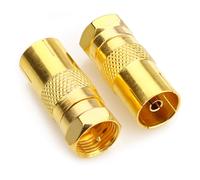 F Adapter Male to Female Coaxial Socket, TV Aerial Coaxial Cable F Connectors Satellite Type F Connector Screw Power Plug to RF Coaxial Antenna Adapter
