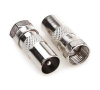 F Adapter Male to Male Coaxial Plug, TV Aerial Coaxial Cable F Connectors Satellite Adapter F Type Screw Connector Power Socket for RF Converter -Pack of 2