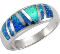 F Bague 925/- Sterling argent synth. opale