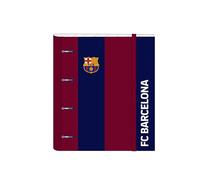 F.C. Barcelona Classeur 4 anneaux de 35 cm avec 100 feuilles A4, idéal pour enfants de différents âges, confortable et polyvalent, qualité et résistance, 27 x 3,5 x 32 cm, couleur bleu marine/grenat,
