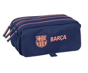 F.C.Barcelone 2ème équipement - Trousse Triple Grande Trousse pour Enfants, idéale pour Les Enfants d'âge Scolaire, Confortable et Polyvalent, qualité et résistance, 21,5 x 8 x 10 cm