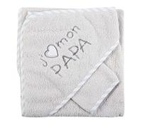 F&C ESHOP - Sortie de bain j'aime mon papa avec gant, idée cadeau naissance (Gris)