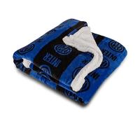 F.C.Inter, Couverture à Carreaux Sherpa Agnellato, 130 x 160, Douce, Double Couche, Hiver, lit canapé, Produit Officiel