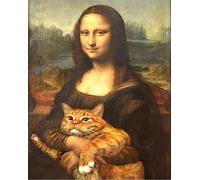 F-CANLAN Kit de peinture diamant 5D à faire soi-même - Motif chat Mona Lisa - Avec diamants Mona Lisa - Pour adultes et enfants - 30,5 x 40,6 cm