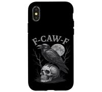 F-Caw-F Black Crow Bird Rétro Vintage Gothic Moon F-Caw-F Coque pour iPhone X/XS