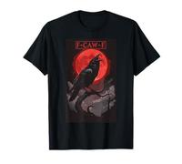 F-CAW-F Black Crow Screaming Blood Moon Gothic Raven T-Shirt