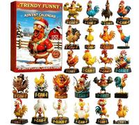 F-Caw-F Chicken Advent Calendars 2025 | 24 Days Chicken Ornaments Christmas Countdown Calendar, 24 Day Acrylic 2D Decor, For Home Parties Christmas Seasonal Displays