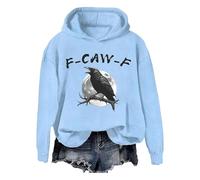 F CAW F Crow Sweatshirt Black Bird Long Manneve Top pour Les Femmes Men Tee (Bleu XXL)