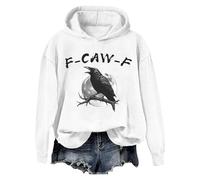 F CAW F Crow Sweatshirt Black Bird Long Sleeve Top pour Les Femmes Men Tee (White S) (S Blanc)